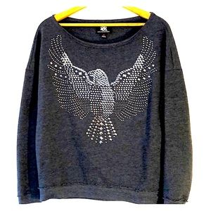 Lightly worn gray sweatshirt with silver studs